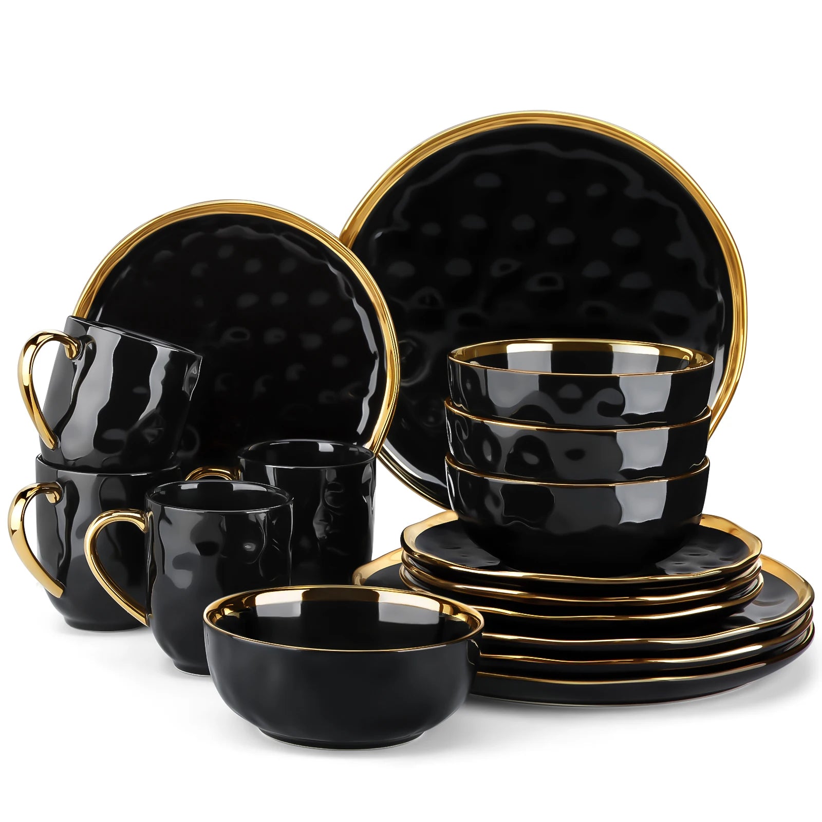 zwart servies met goud randje