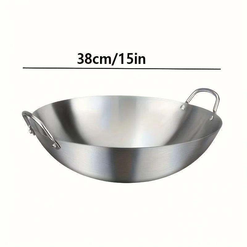 Grote stainless Steel Wok, Uncoated dikke High-Quality  Chef'S Pan