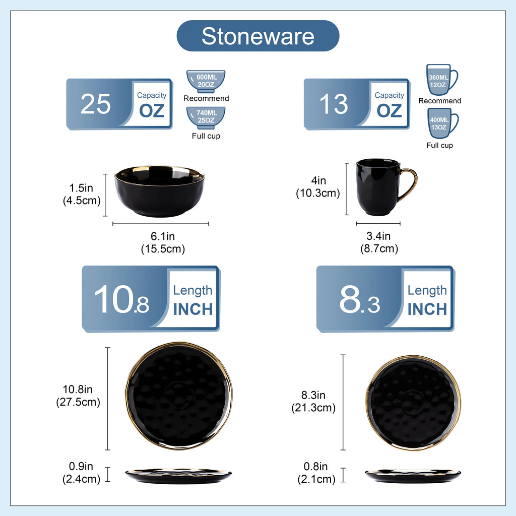 zwart servies met goud randje