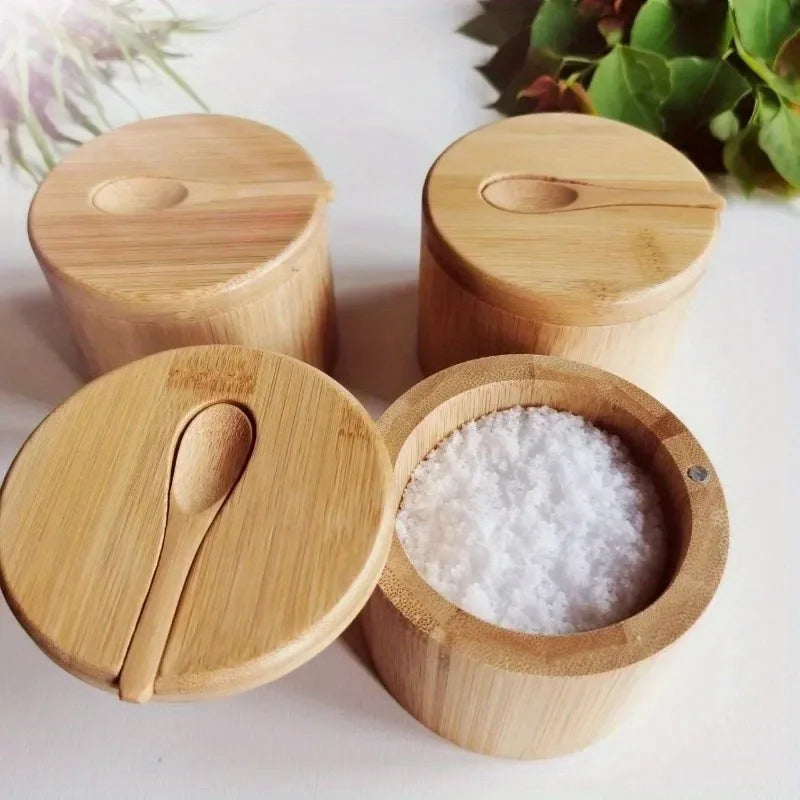 houten potje met lepel in deksel